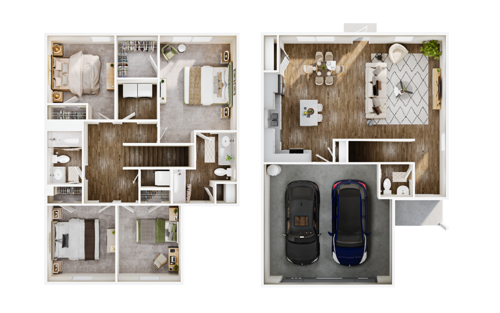 #0724M - 4 bedroom floorplan layout with 2.5 bathrooms and 1619 square feet